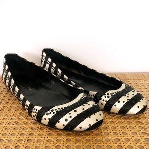 Valentino Black & White Rhinestone Flats - 37.5